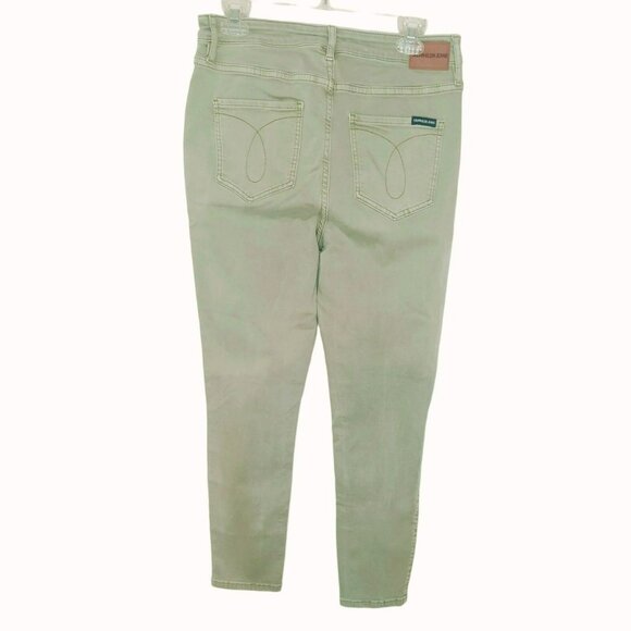Calvin Klein Jeans Women's Size 10 (30x25) Green Stretch Cotton Blend Pants - Picture 2 of 6